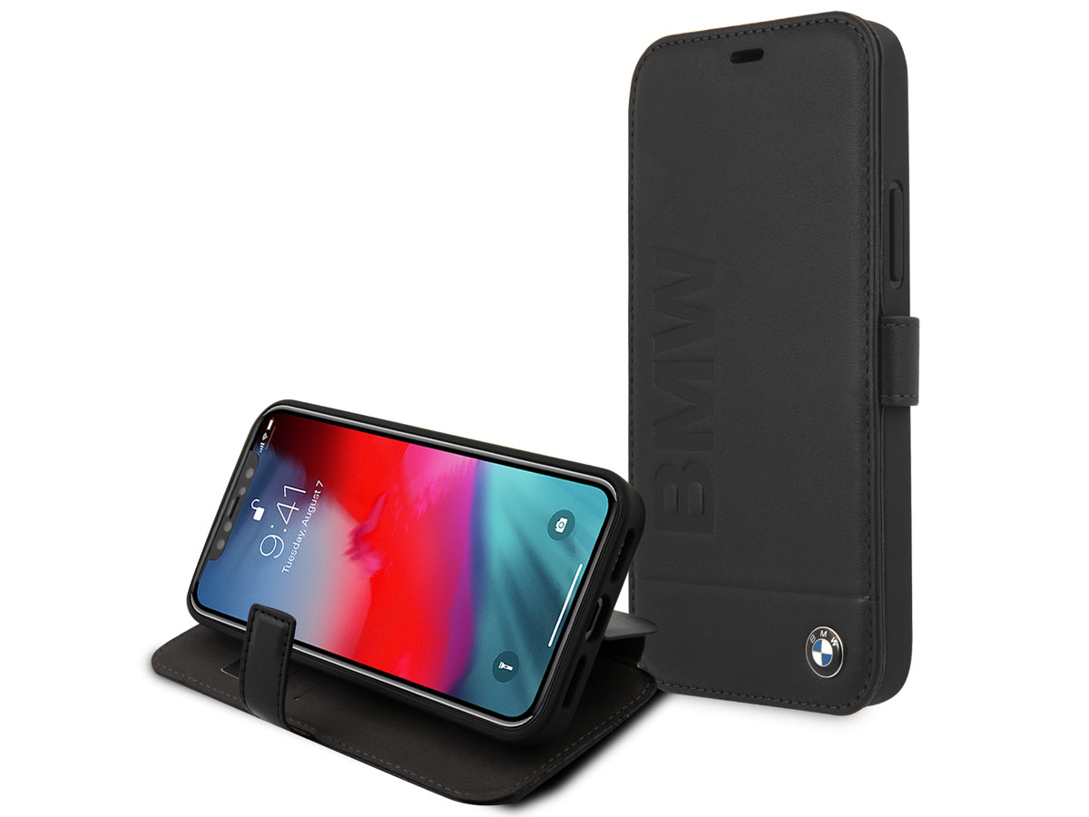 BMW Signature Bookcase Zwart Leer - iPhone 12/12 Pro hoesje