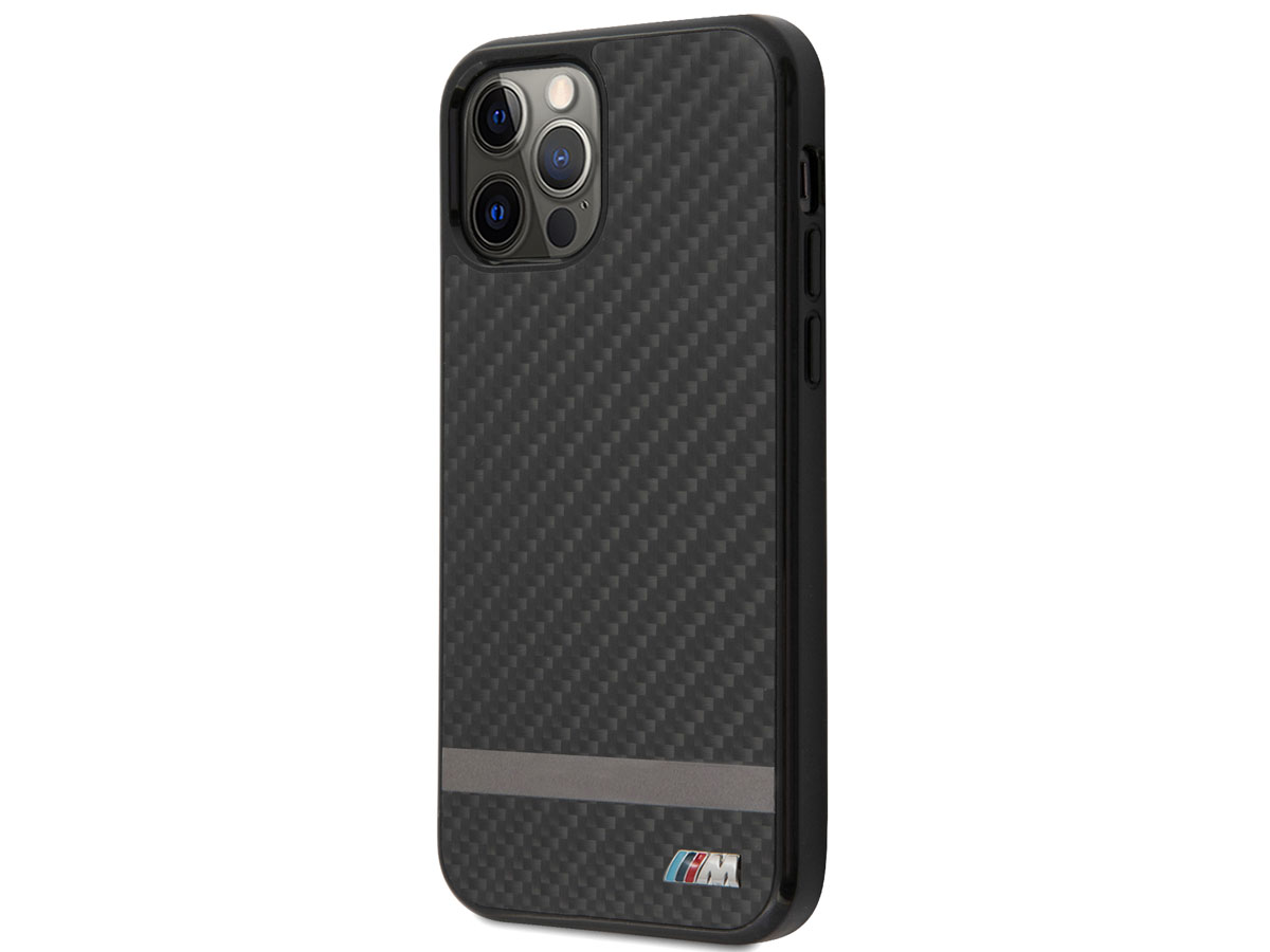 BMW M Line Carbon Case - iPhone 12/12 Pro hoesje Zwart