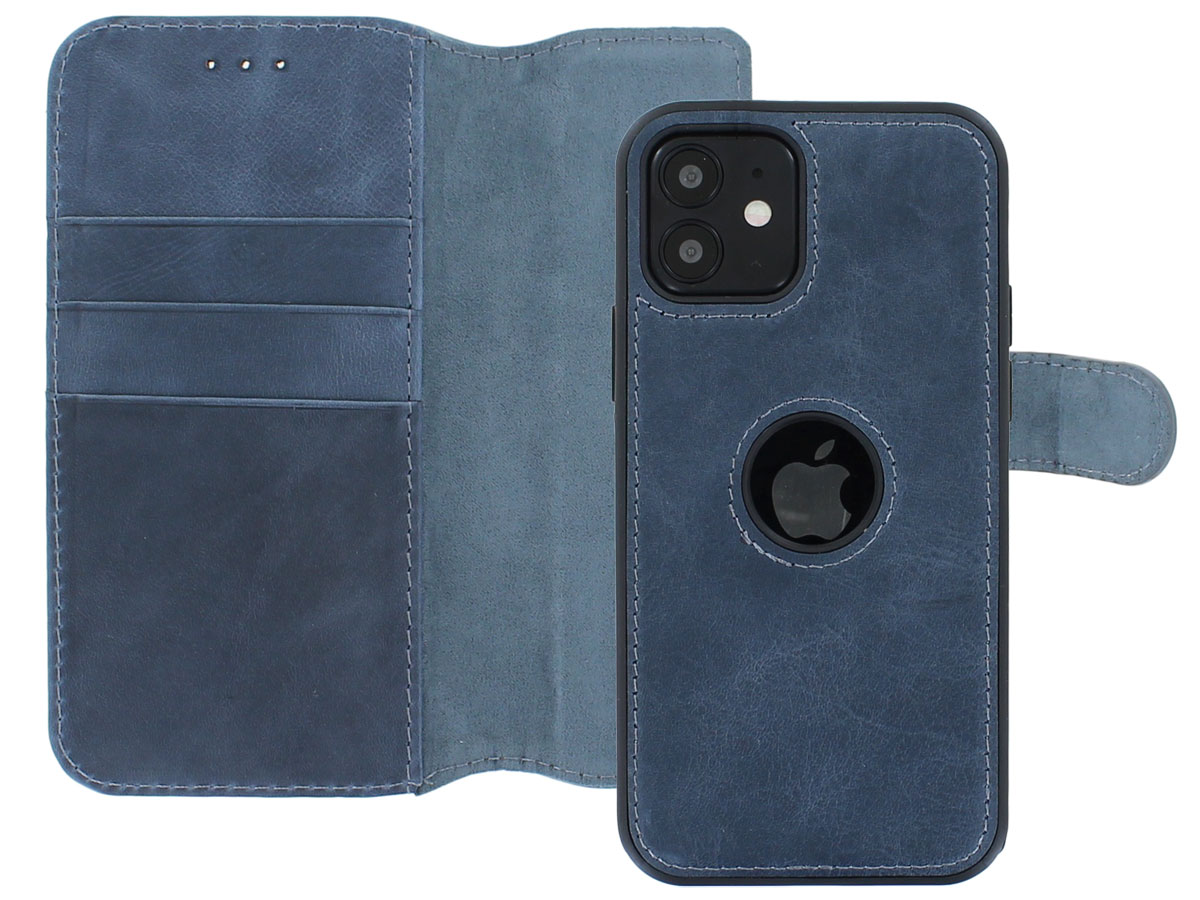 Classic 2in1 Leather Case Blauw - iPhone 12/12 Pro Hoesje Leer