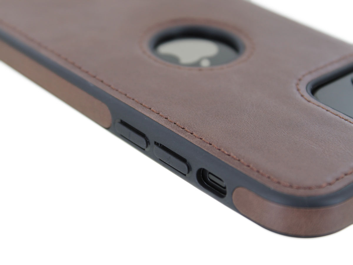 Classic 2in1 Leather Case Bruin - iPhone 12/12 Pro Hoesje Leer