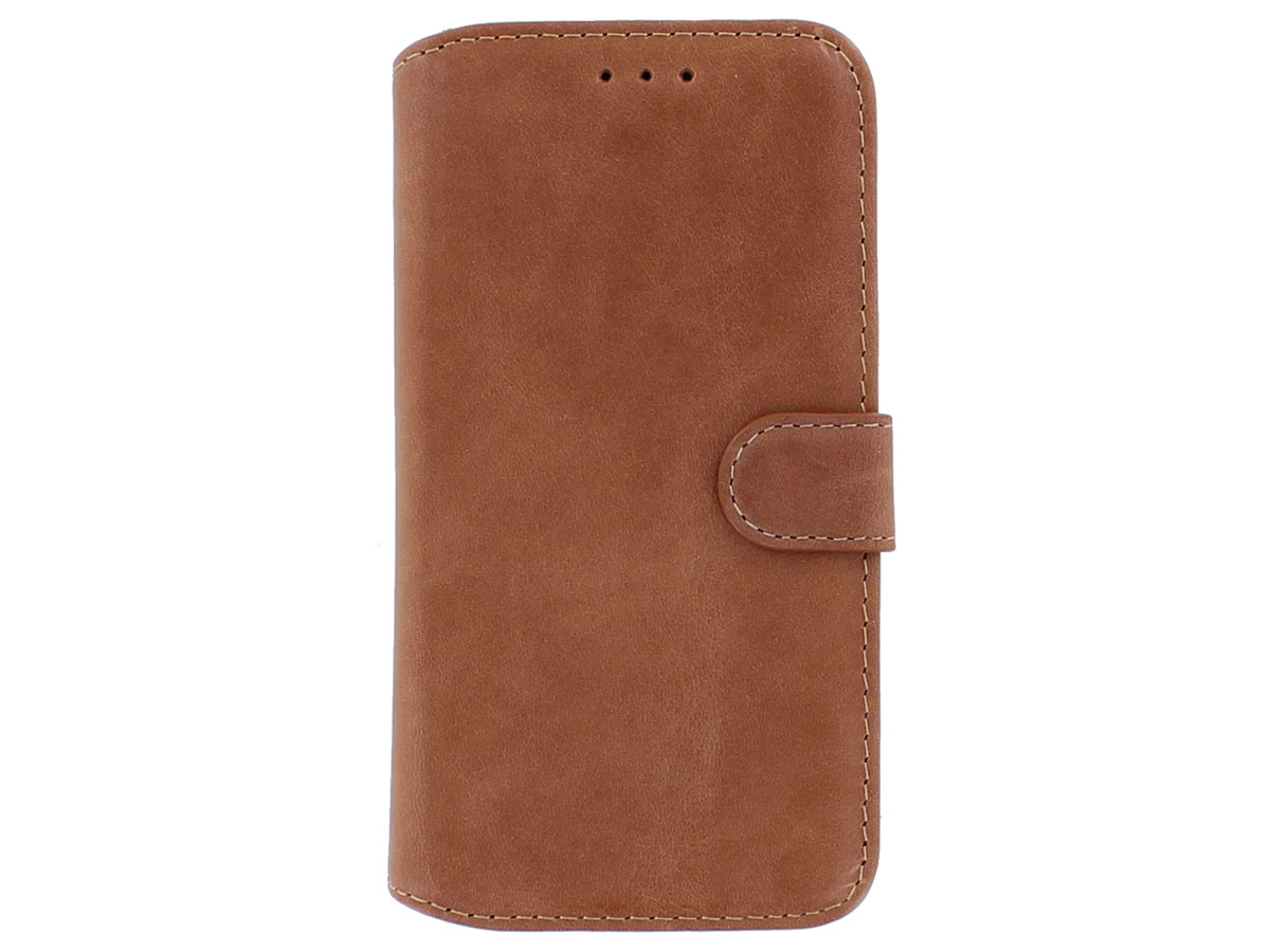 Classic 2in1 Leather Case Cognac - iPhone 12/12 Pro Hoesje Leer