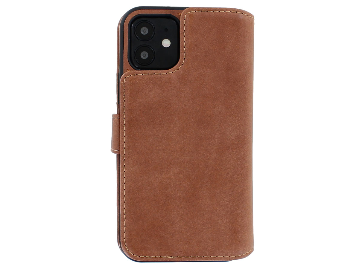 Classic 2in1 Leather Case Cognac - iPhone 12/12 Pro Hoesje Leer