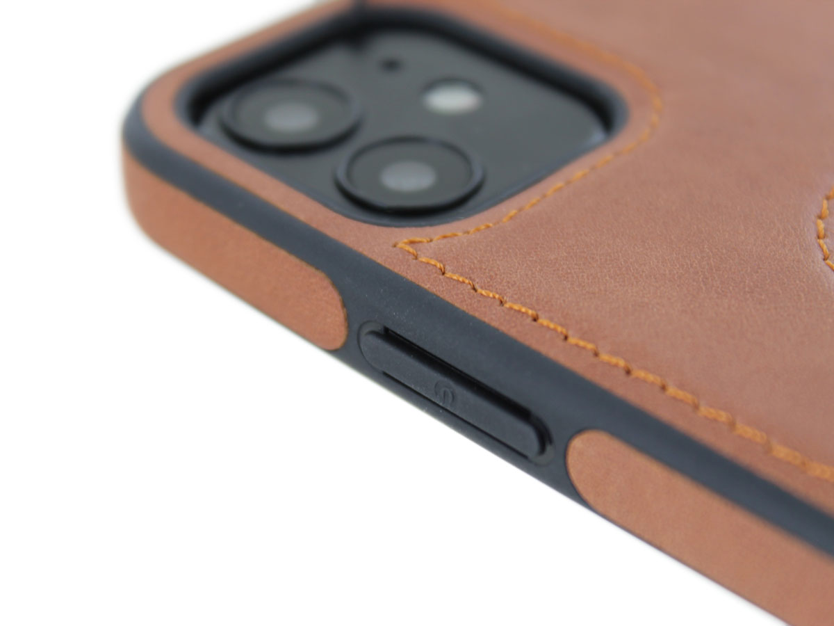 Classic 2in1 Leather Case Cognac - iPhone 12/12 Pro Hoesje Leer