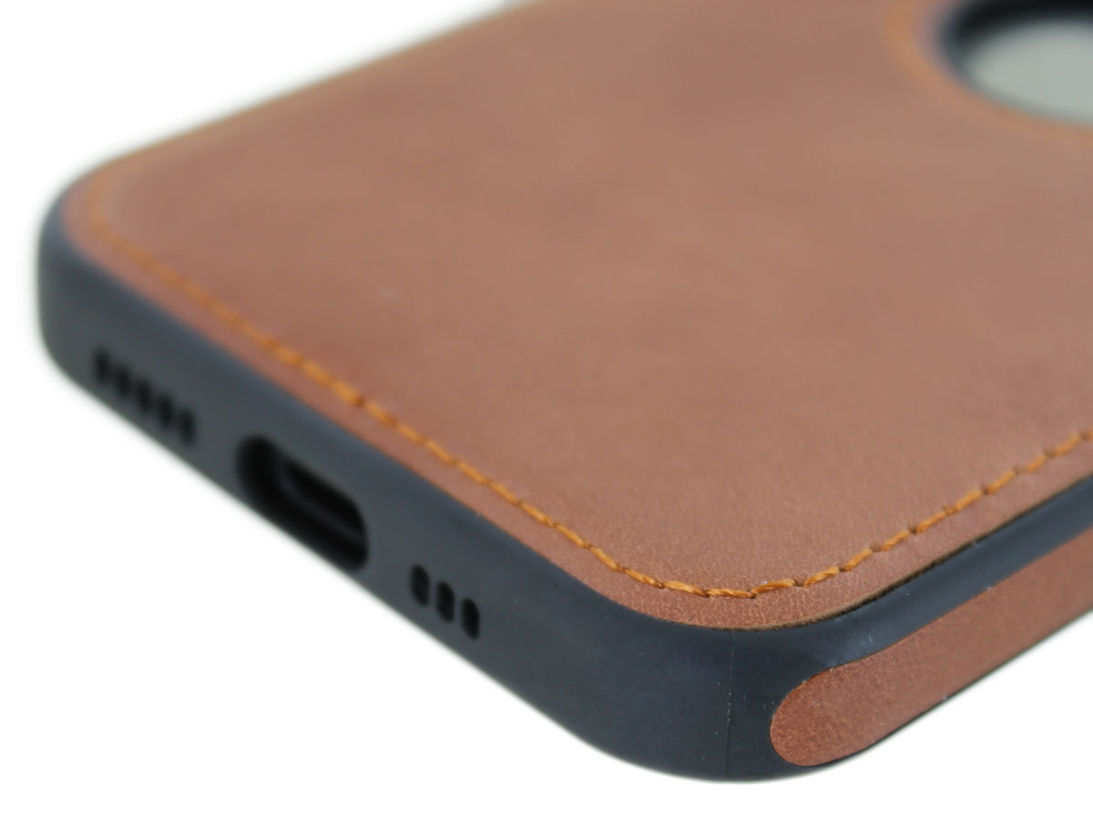 Classic 2in1 Leather Case Cognac - iPhone 12/12 Pro Hoesje Leer