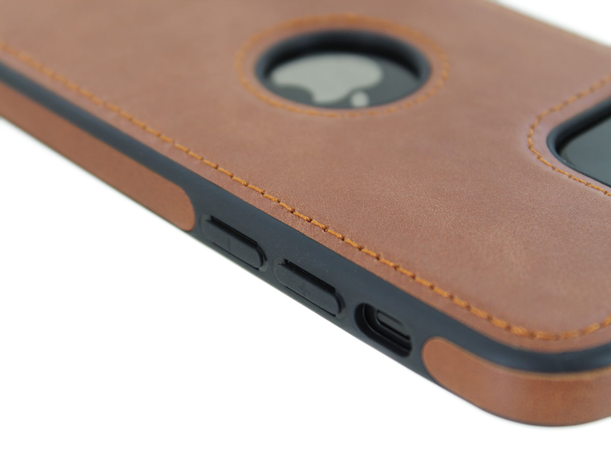 Classic 2in1 Leather Case Cognac - iPhone 12/12 Pro Hoesje Leer