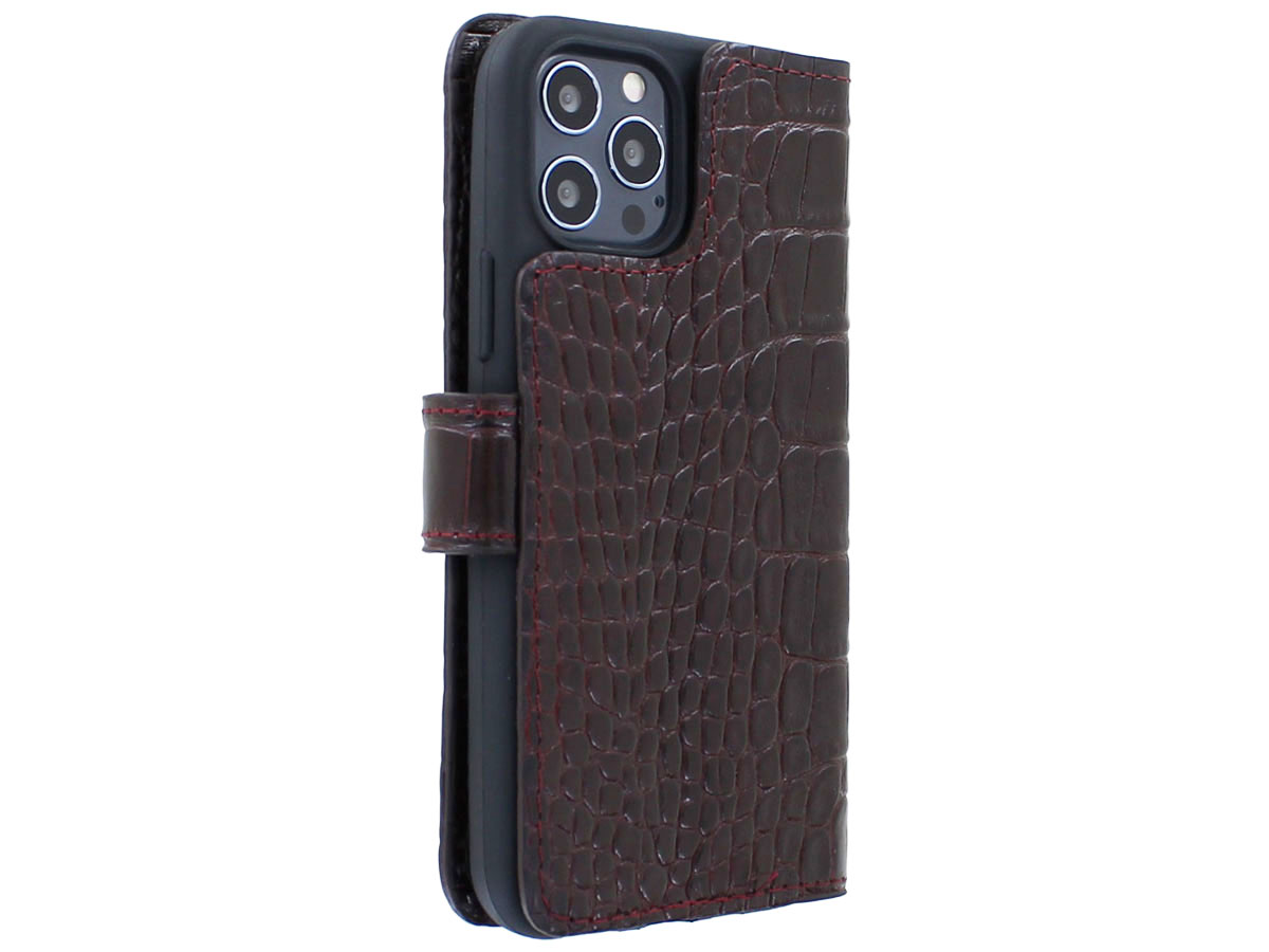Classic Croco Leather Book Case Bordeaux - iPhone 12/12 Pro hoesje