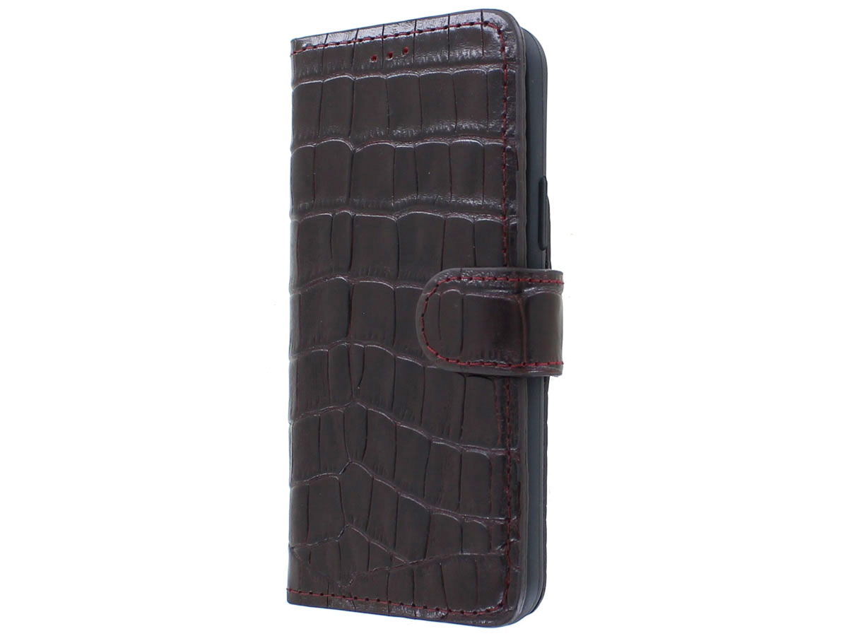 Classic Croco Leather Book Case Bordeaux - iPhone 12/12 Pro hoesje