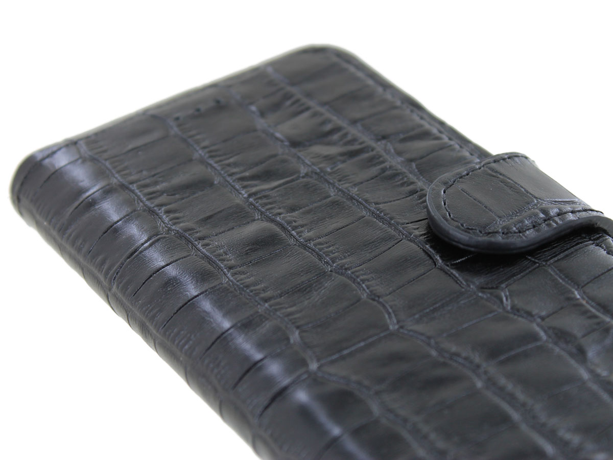Classic Croco Leather Book Case Zwart - iPhone 12/12 Pro hoesje