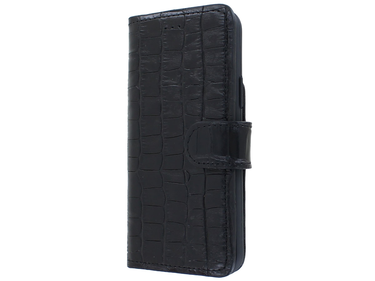 Classic Croco Leather Book Case Zwart - iPhone 12/12 Pro hoesje