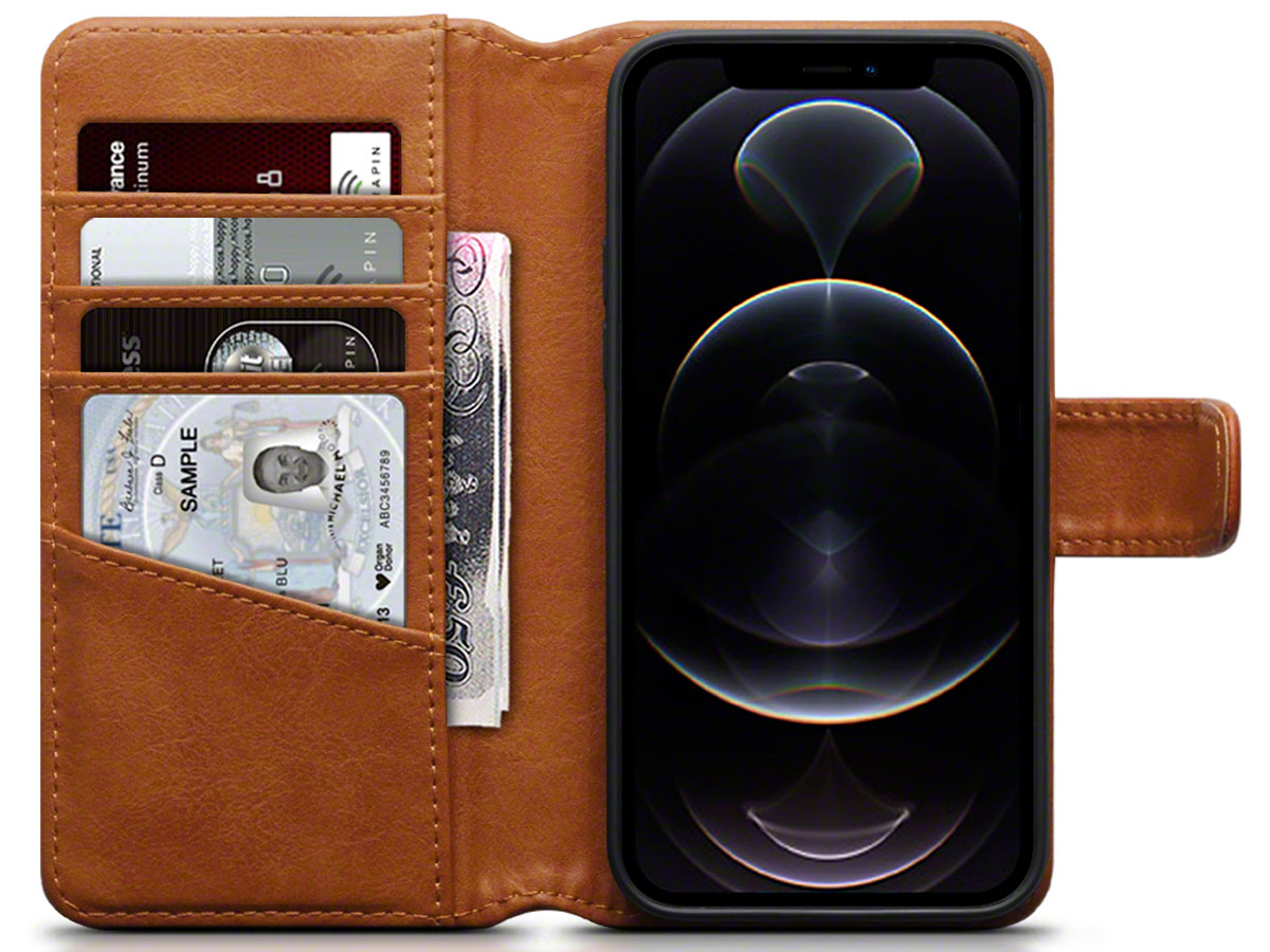 CaseBoutique Leather Wallet Cognac Leer - iPhone 12/12 Pro hoesje