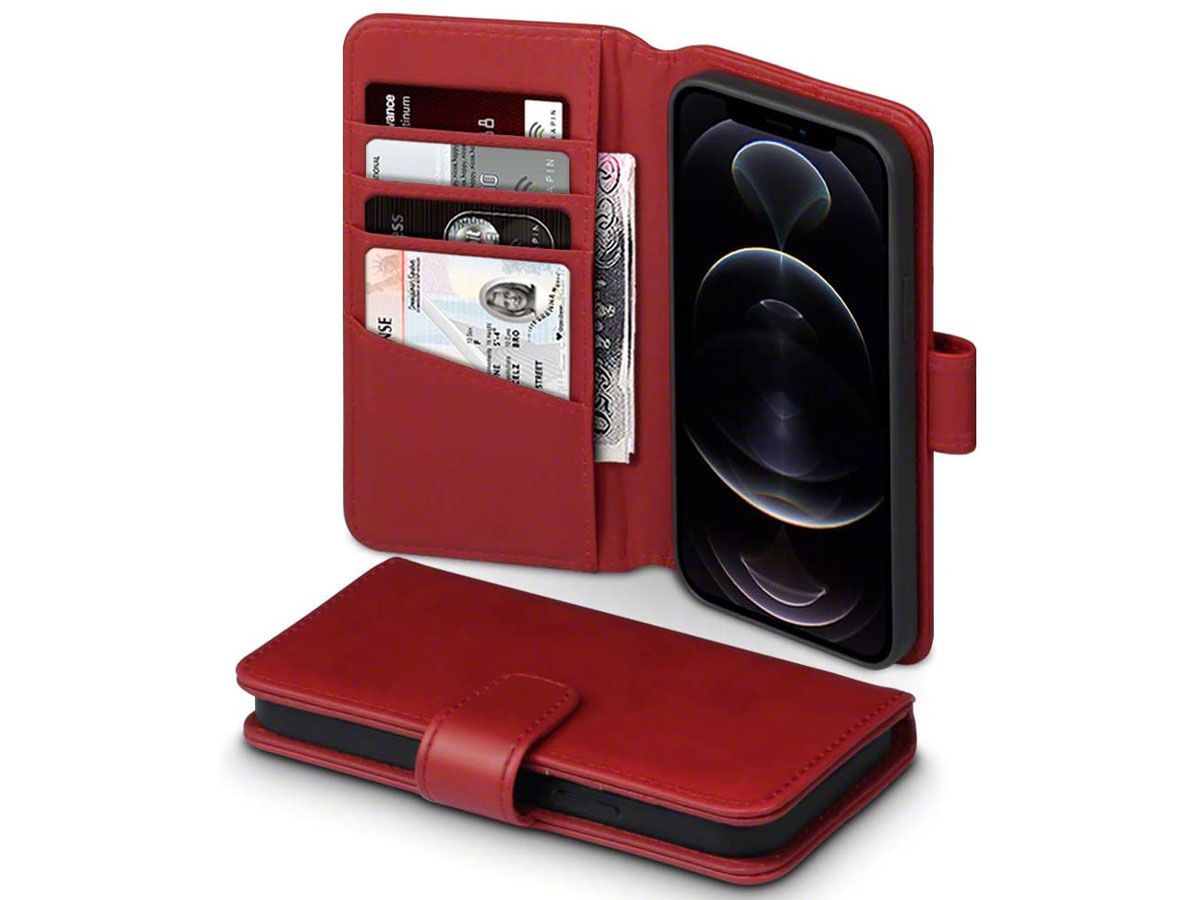 CaseBoutique Leather Wallet Rood Leer - iPhone 12/12 Pro hoesje