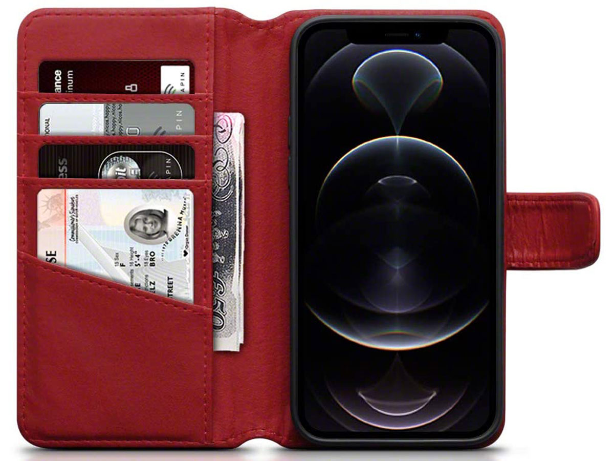 CaseBoutique Leather Wallet Rood Leer - iPhone 12/12 Pro hoesje