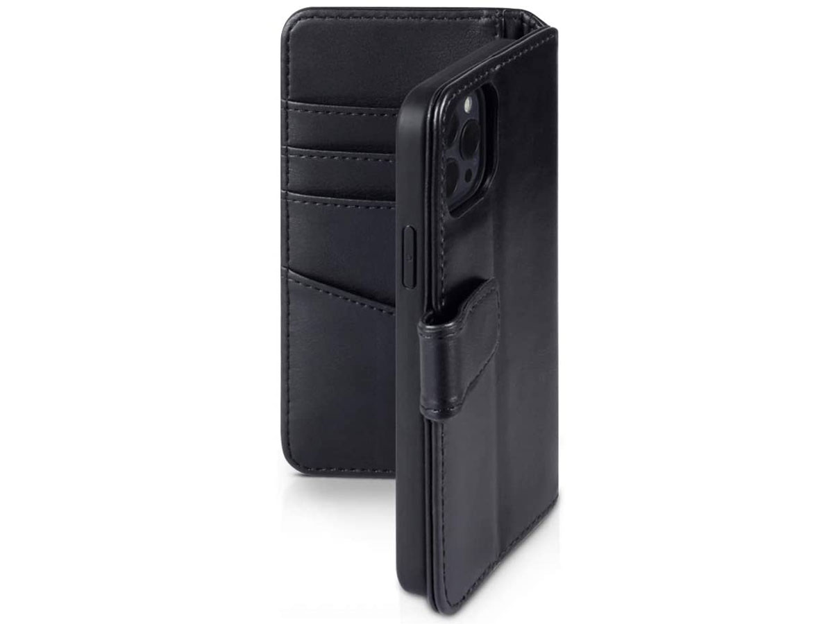 CaseBoutique Leather Wallet Zwart Leer - iPhone 12/12 Pro hoesje