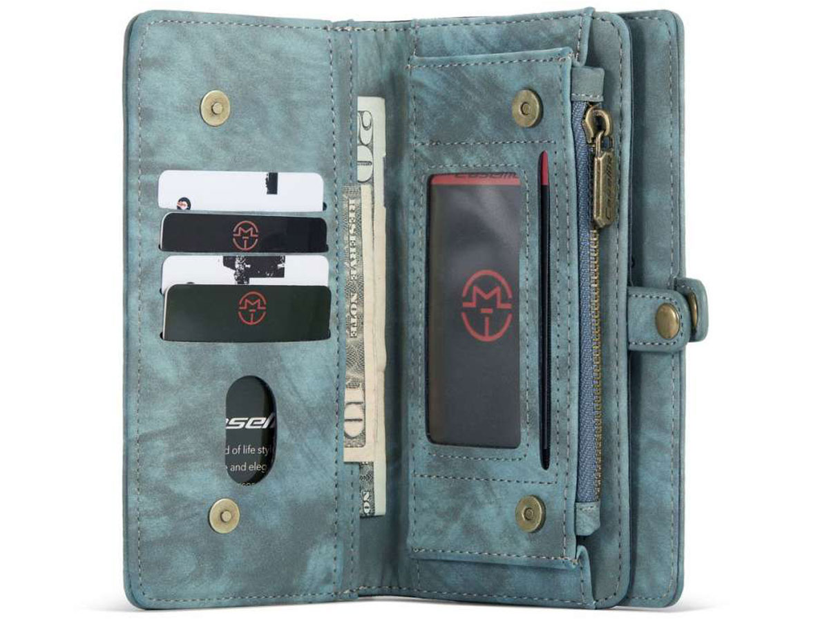 CaseMe 2in1 Wallet Case met Ritsvak Blauw - iPhone 12/12 Pro Hoesje