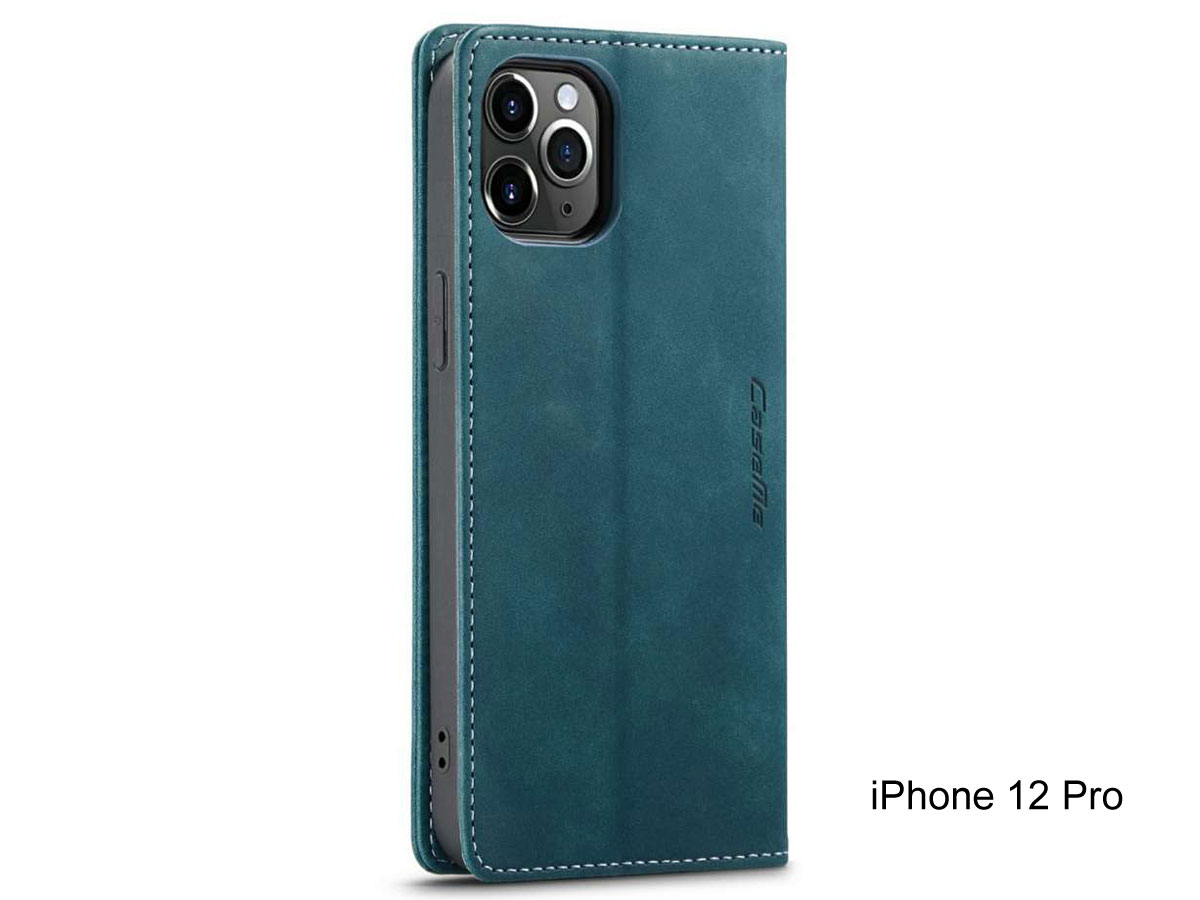 CaseMe Vintage Bookcase Blauw - iPhone 12/12 Pro hoesje