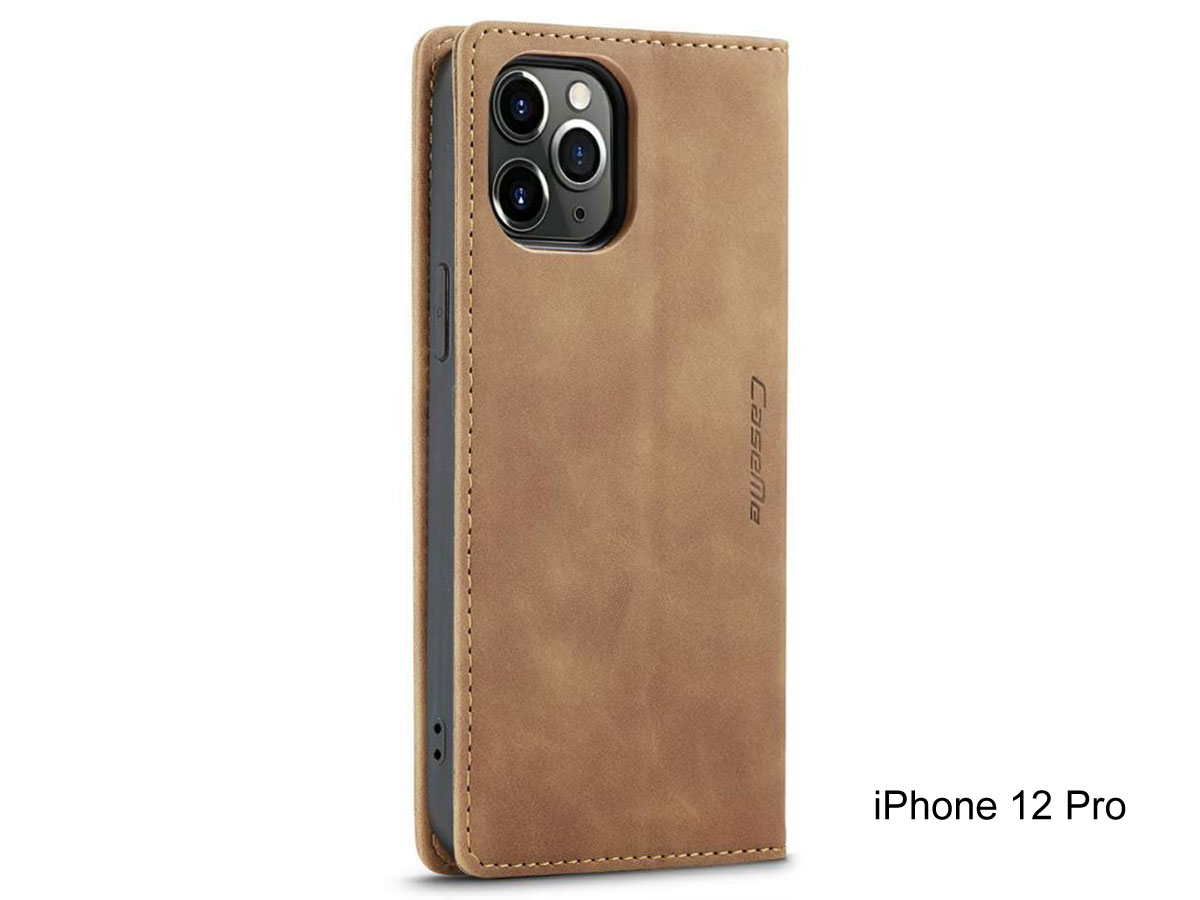 CaseMe Vintage Bookcase Tan - iPhone 12/12 Pro hoesje