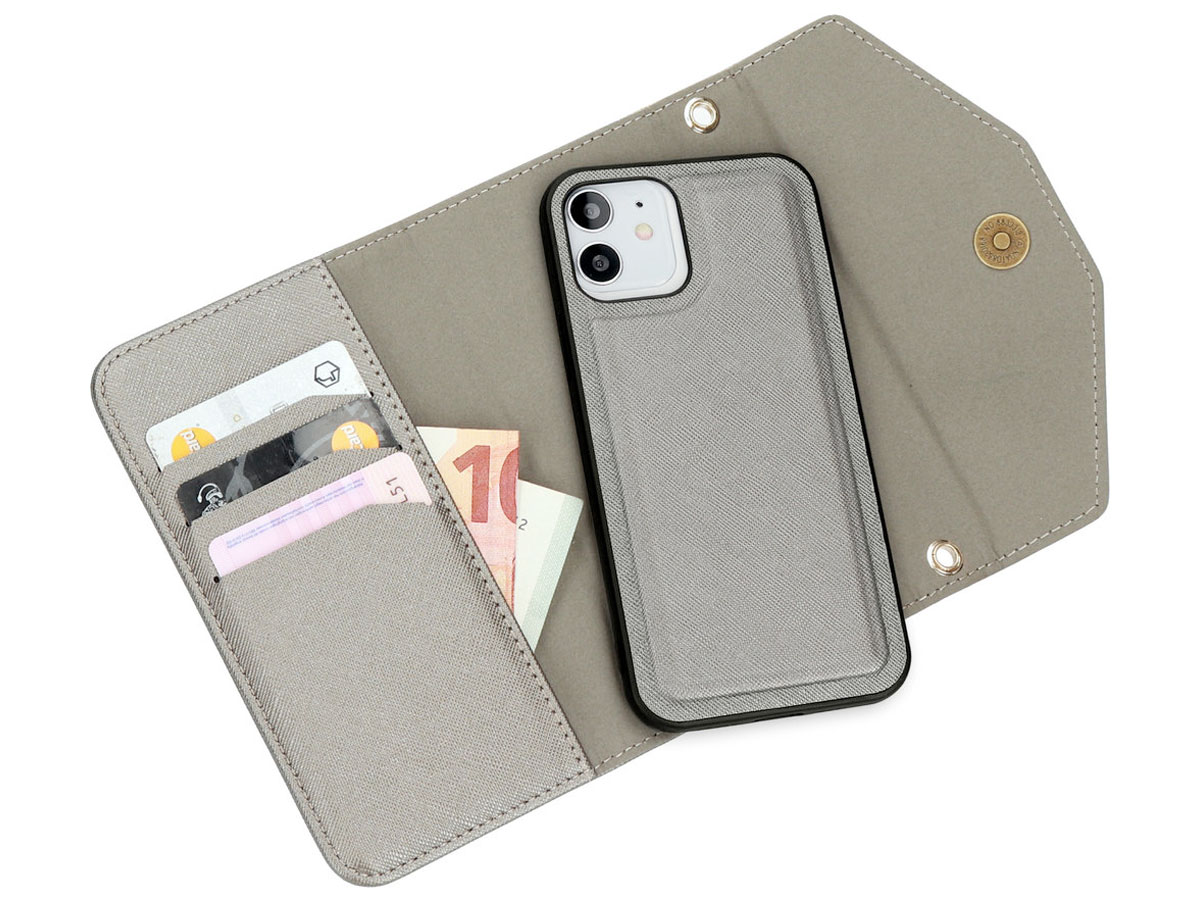 Casetastic Saffiano 2in1 Clutch Case Zilver - iPhone 12/12 Pro hoesje