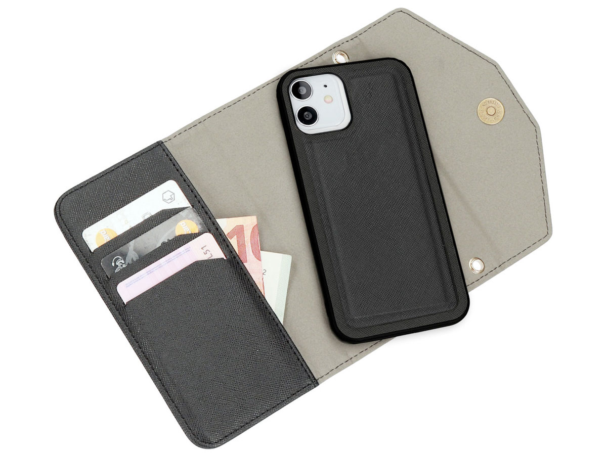 Casetastic Saffiano 2in1 Clutch Case Zwart - iPhone 12/12 Pro hoesje