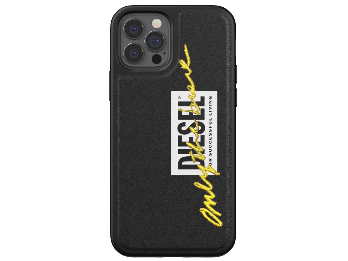 Diesel Embroided Case Zwart/Lime - iPhone 12/12 Pro hoesje