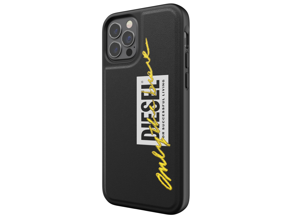 Diesel Embroided Case Zwart/Lime - iPhone 12/12 Pro hoesje