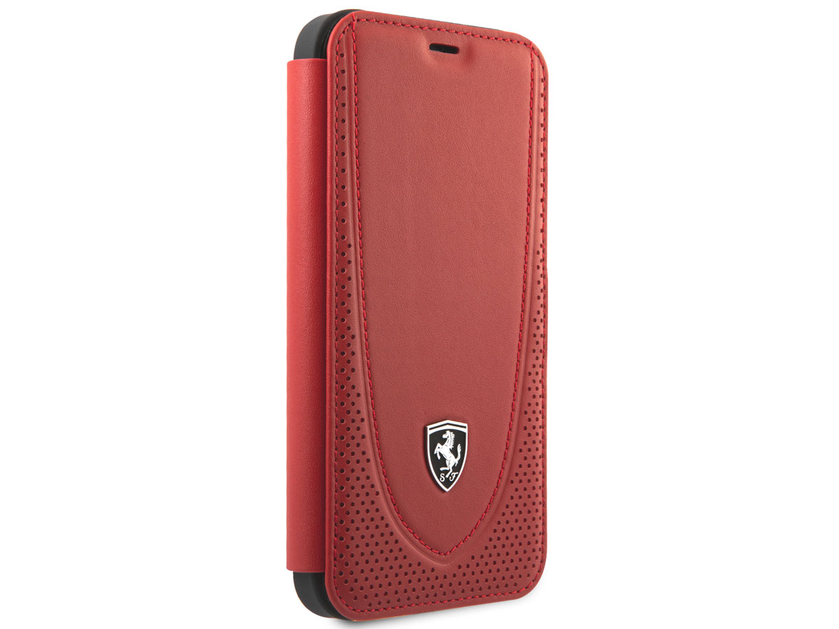 Ferrari Off Track Perforated Leather Bookcase Rood - iPhone 12/12 Pro Hoesje