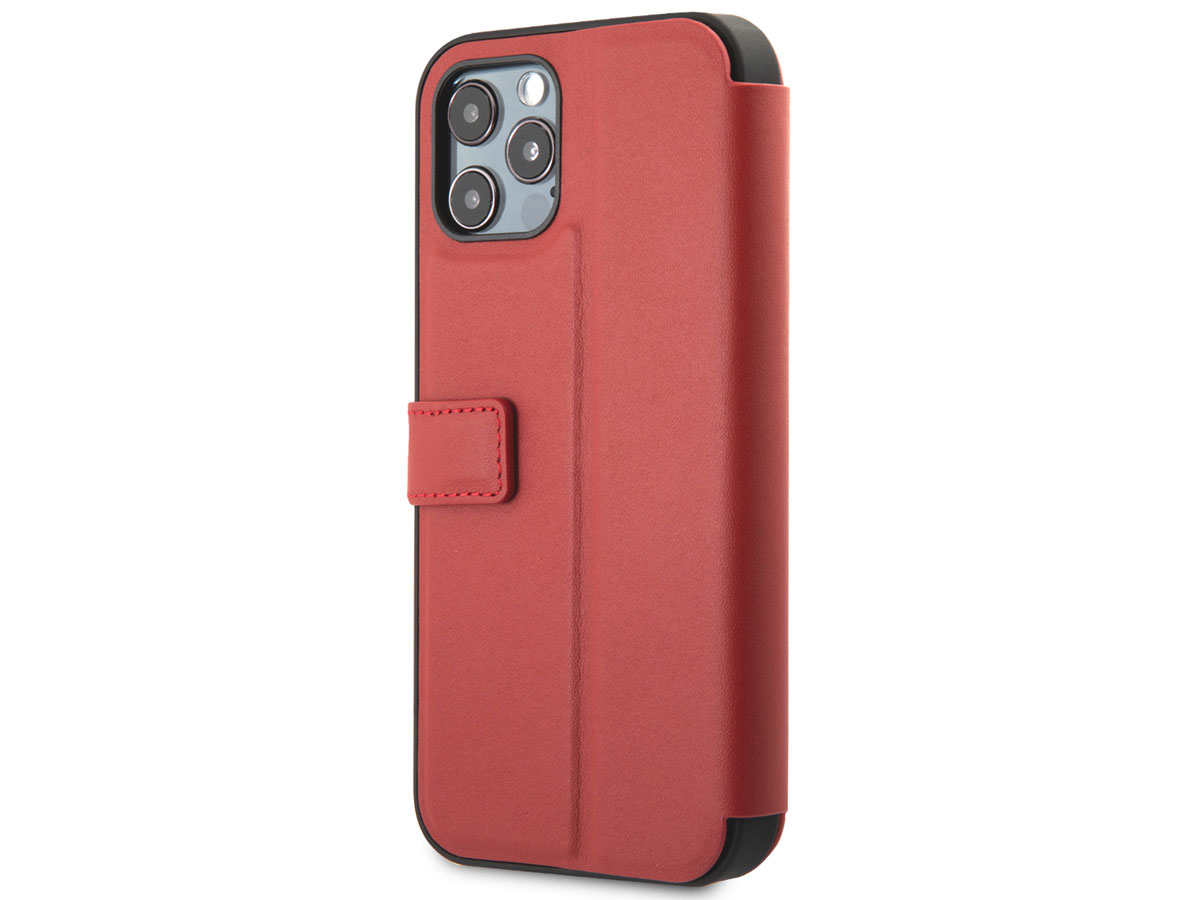 Ferrari Off Track Perforated Leather Bookcase Rood - iPhone 12/12 Pro Hoesje