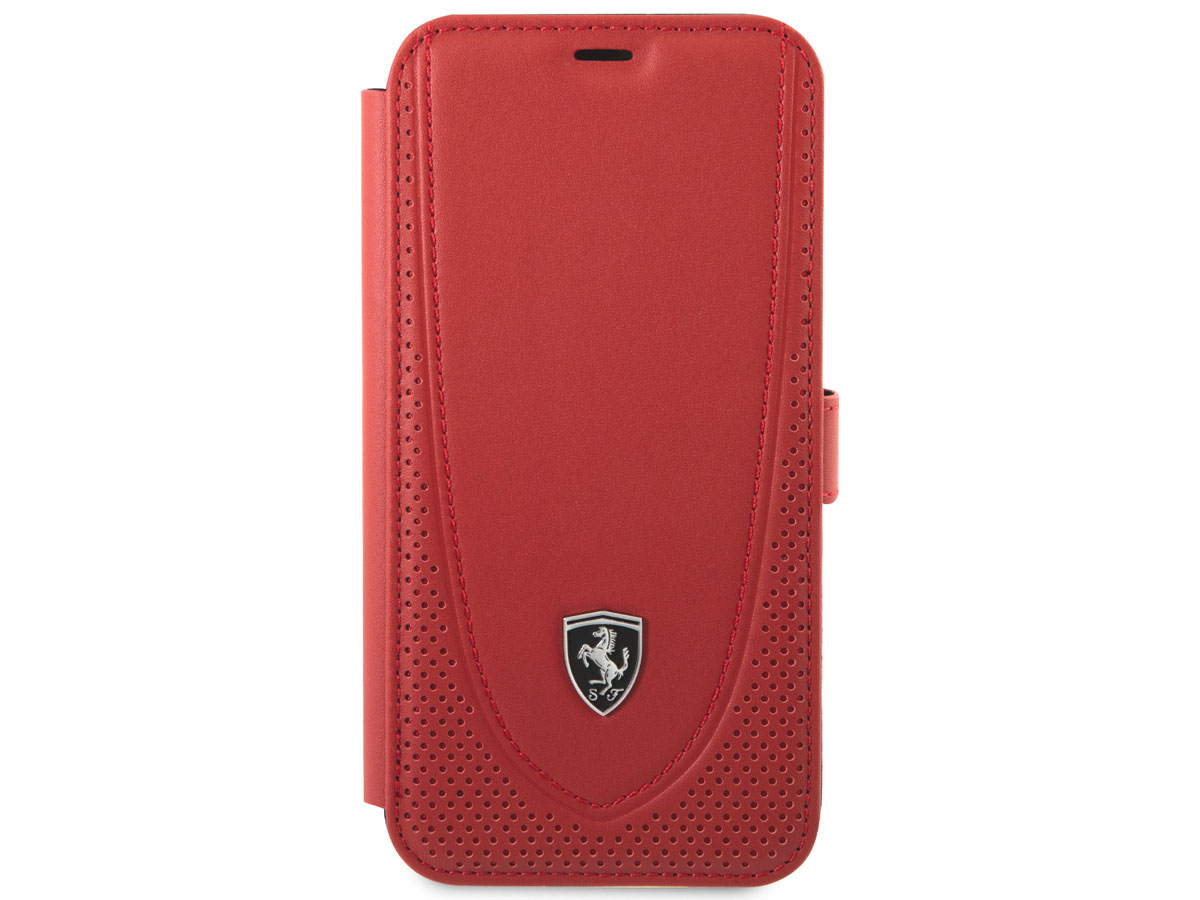 Ferrari Off Track Perforated Leather Bookcase Rood - iPhone 12/12 Pro Hoesje
