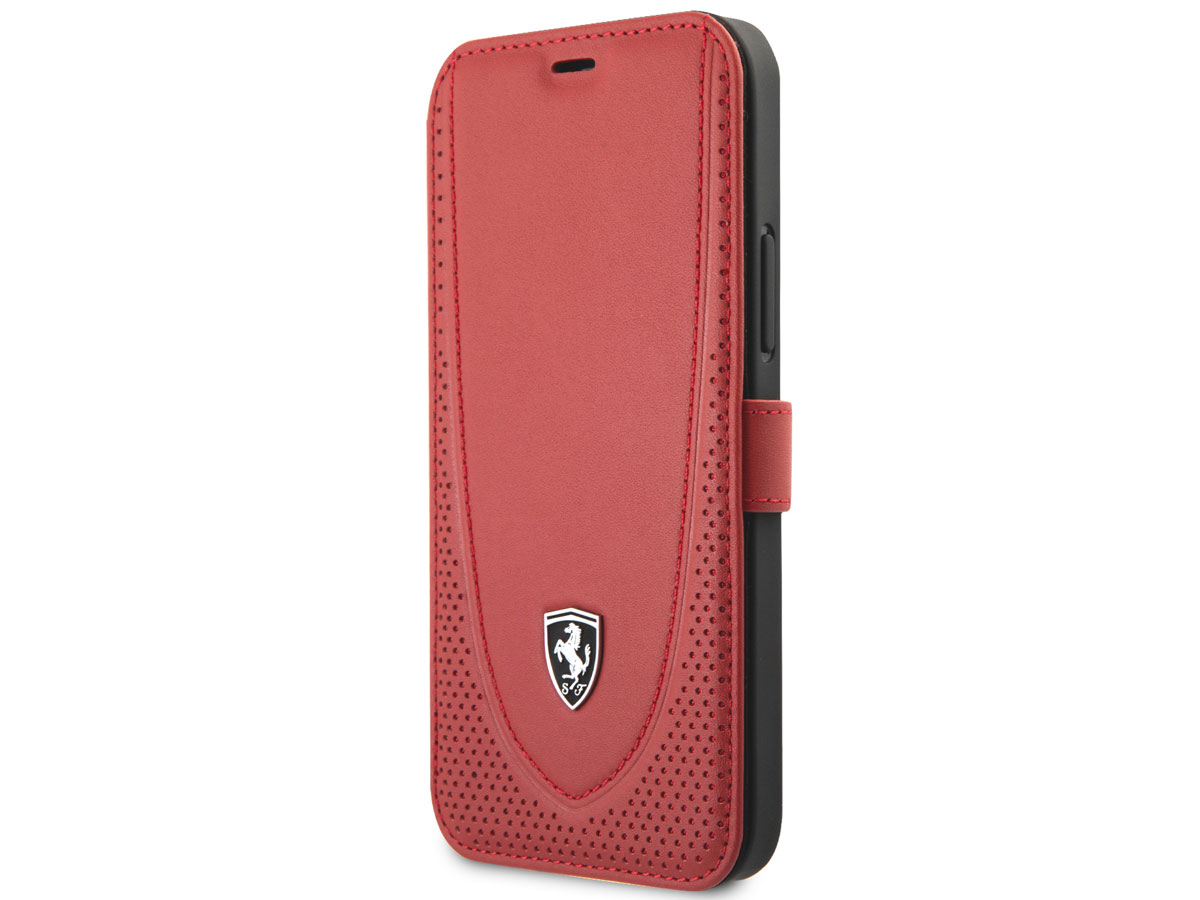 Ferrari Off Track Perforated Leather Bookcase Rood - iPhone 12/12 Pro Hoesje