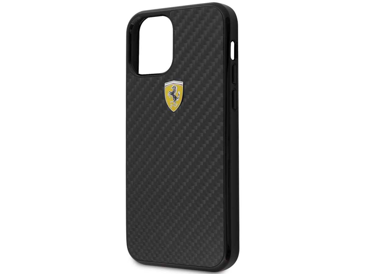 Ferrari Carbon Hard Case Zwart - iPhone 12/12 Pro Hoesje