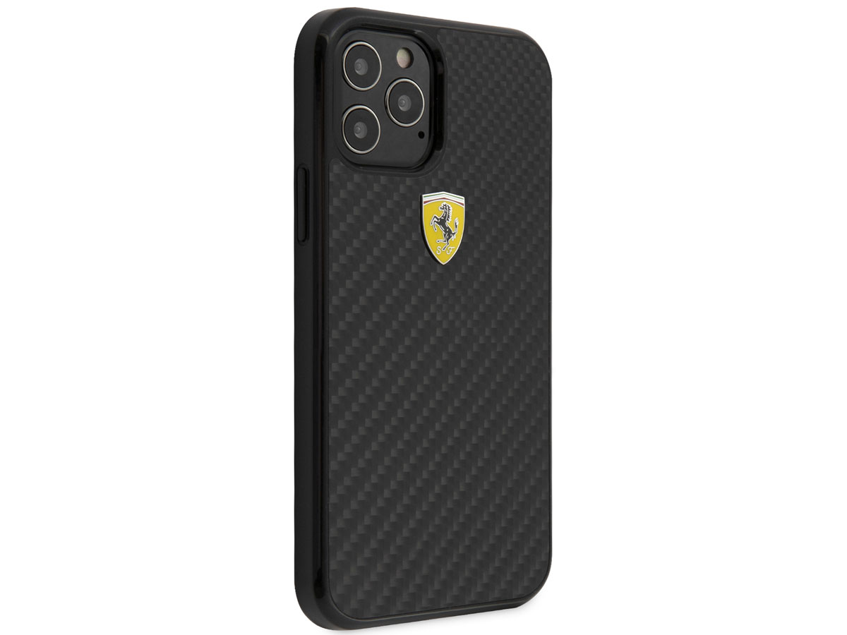 Ferrari Carbon Hard Case Zwart - iPhone 12/12 Pro Hoesje