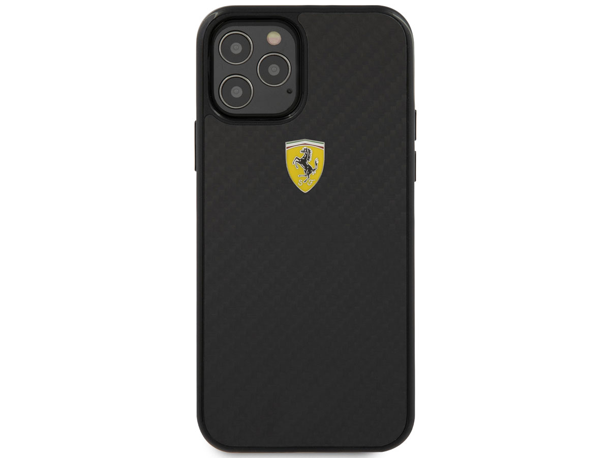 Ferrari Carbon Hard Case Zwart - iPhone 12/12 Pro Hoesje