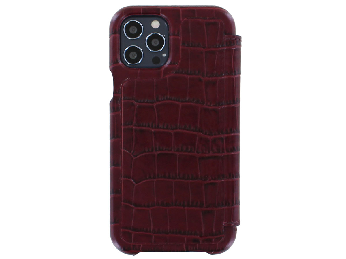 Graffi Oyster Croco Rood Leer - iPhone 12/12 Pro hoesje