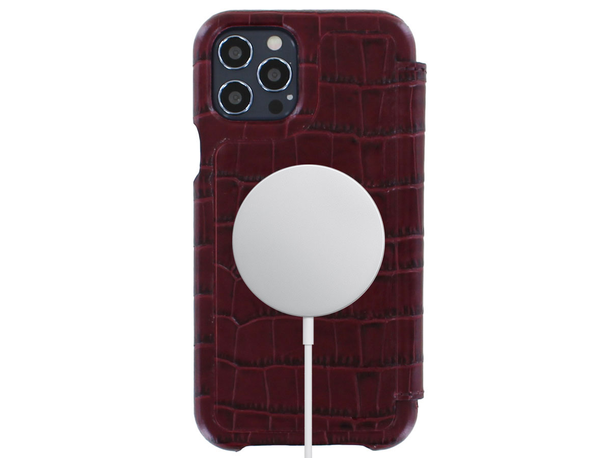 Graffi Oyster Croco Rood Leer - iPhone 12/12 Pro hoesje