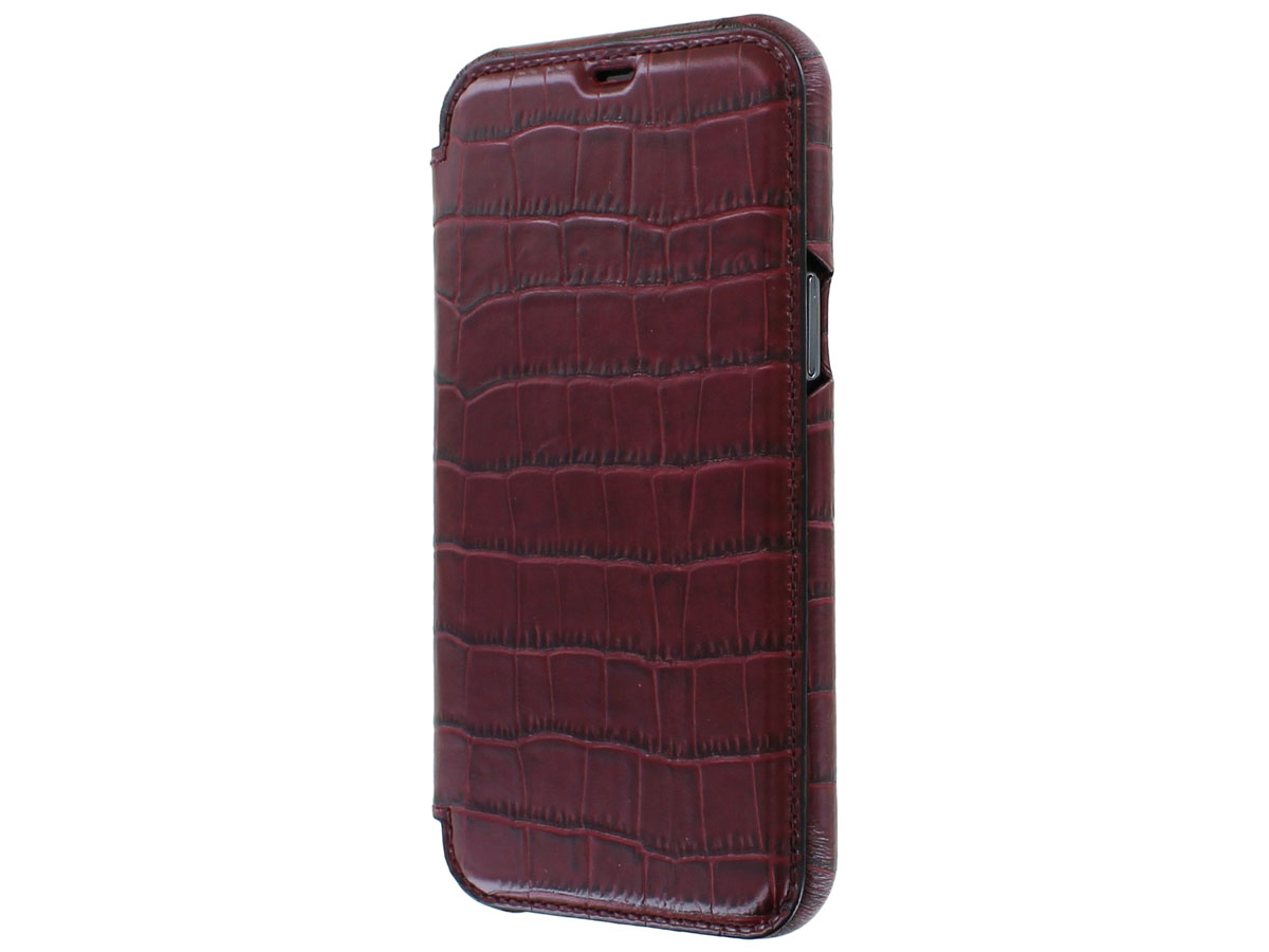 Graffi Oyster Croco Rood Leer - iPhone 12/12 Pro hoesje