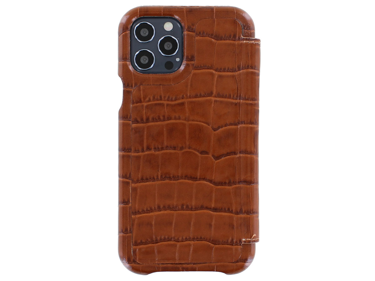 Graffi Oyster Croco Cognac Leer - iPhone 12/12 Pro hoesje