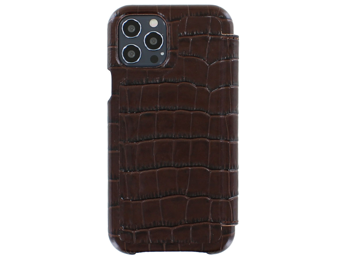 Graffi Oyster Croco Bruin Leer - iPhone 12/12 Pro hoesje