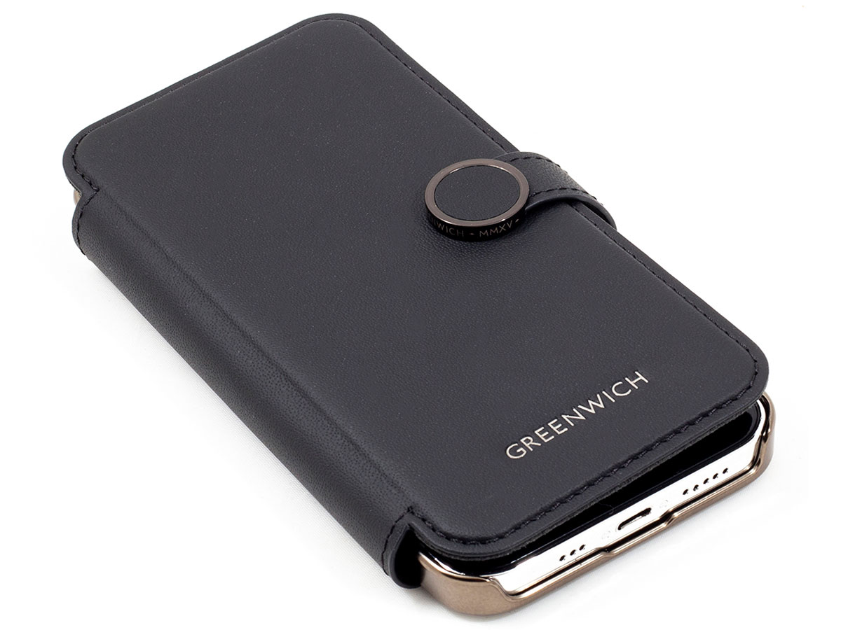 Greenwich Oxford MagSafe Leather Folio Beluga - iPhone 12/12 Pro Hoesje