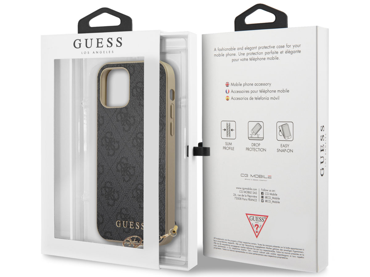 Guess 4G Monogram Charm Case Grijs - iPhone 12/12 Pro hoesje