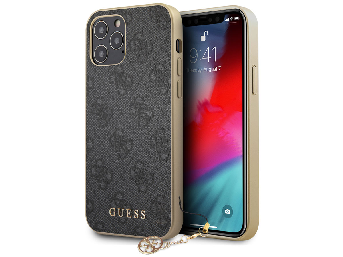 Guess 4G Monogram Charm Case Grijs - iPhone 12/12 Pro hoesje