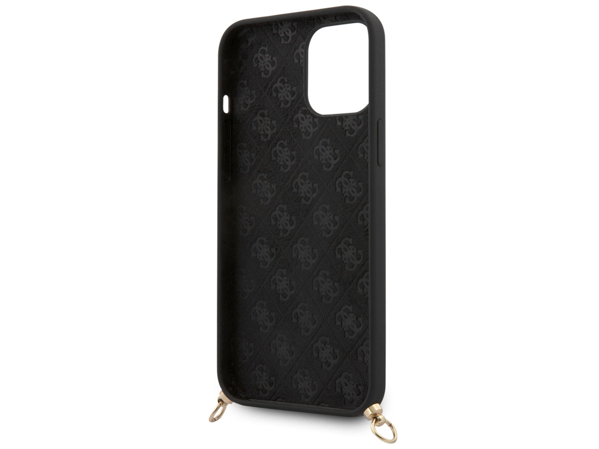 Guess Logo Necklace Case Zwart - iPhone 12/12 Pro hoesje