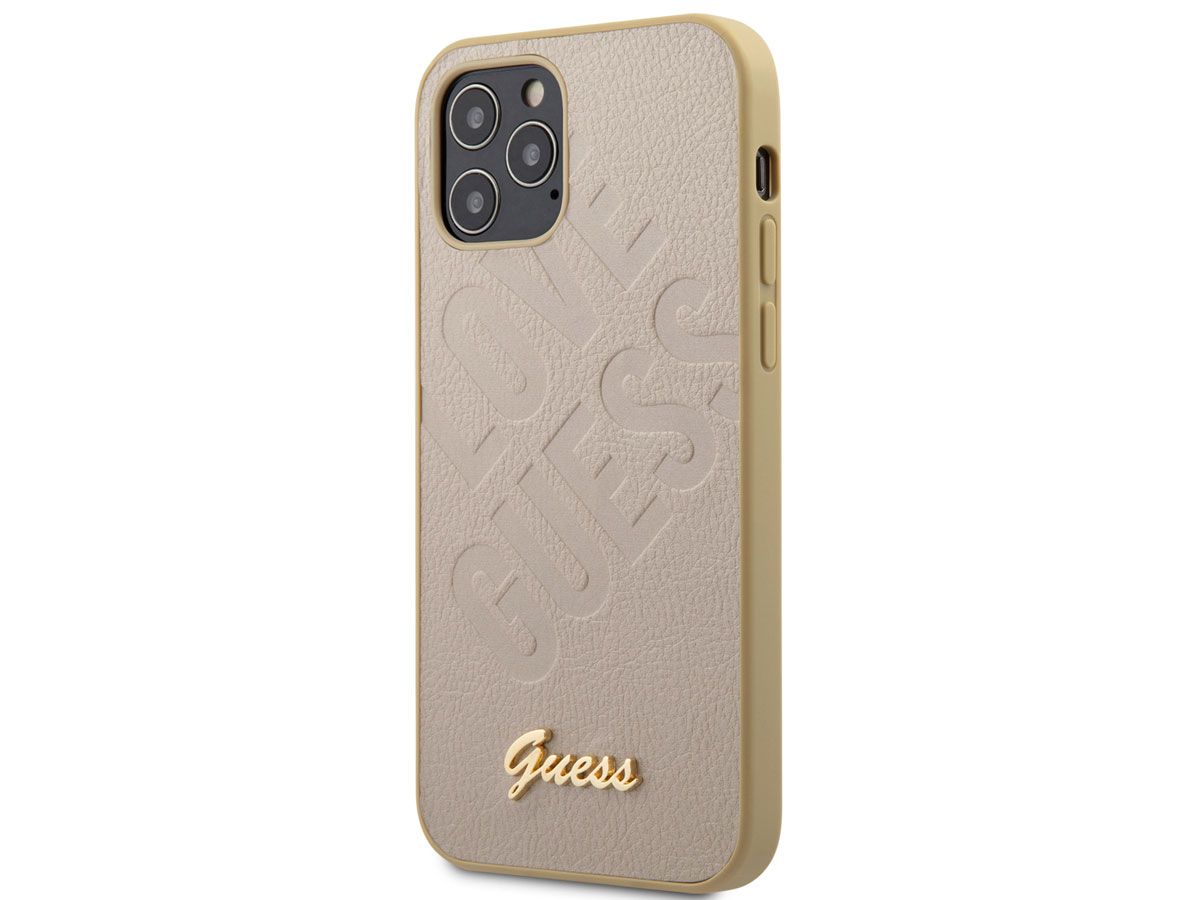 Guess Love Script Case Goud - iPhone 12/12 Pro hoesje