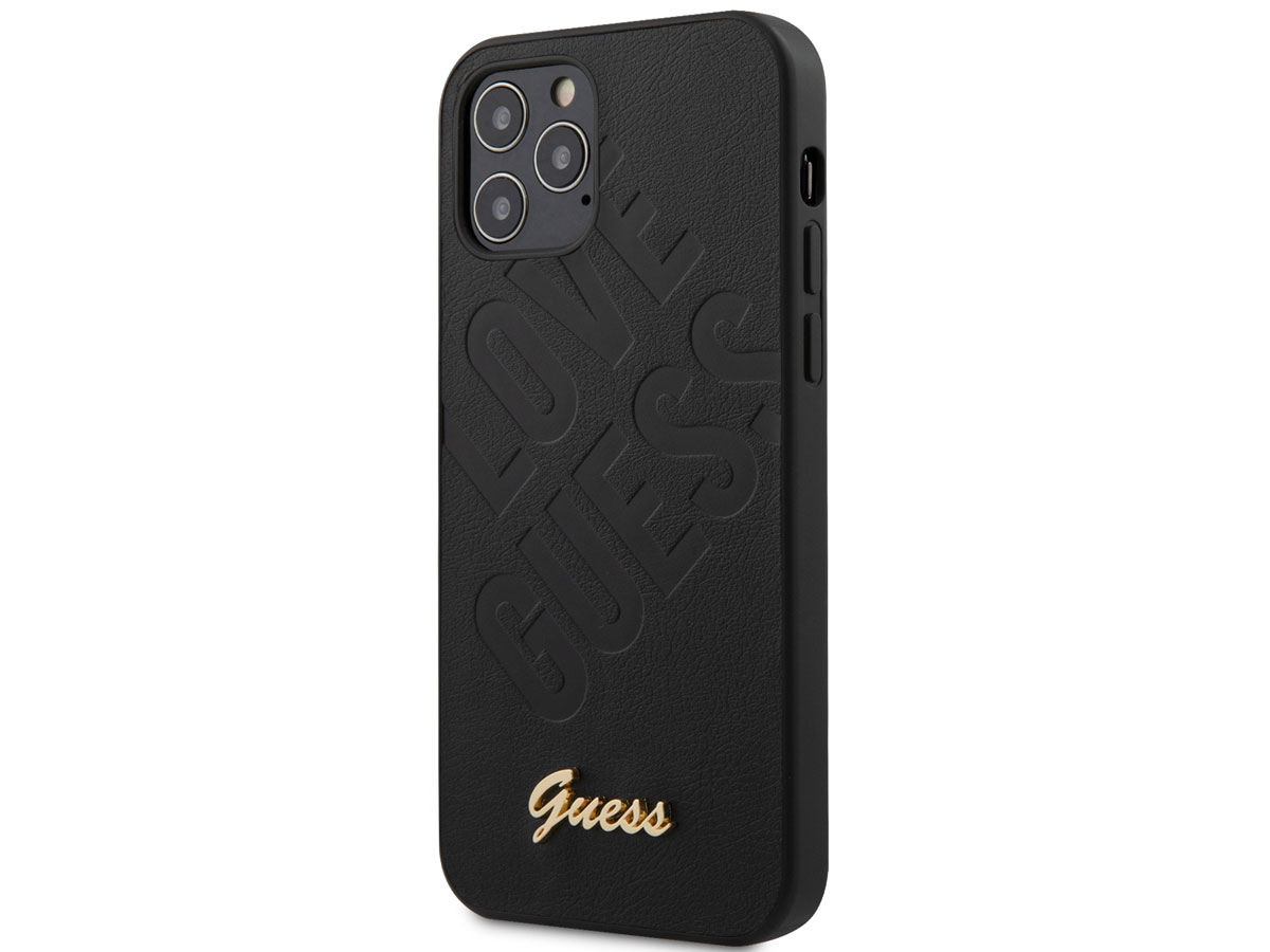 Guess Love Script Case Zwart - iPhone 12/12 Pro hoesje