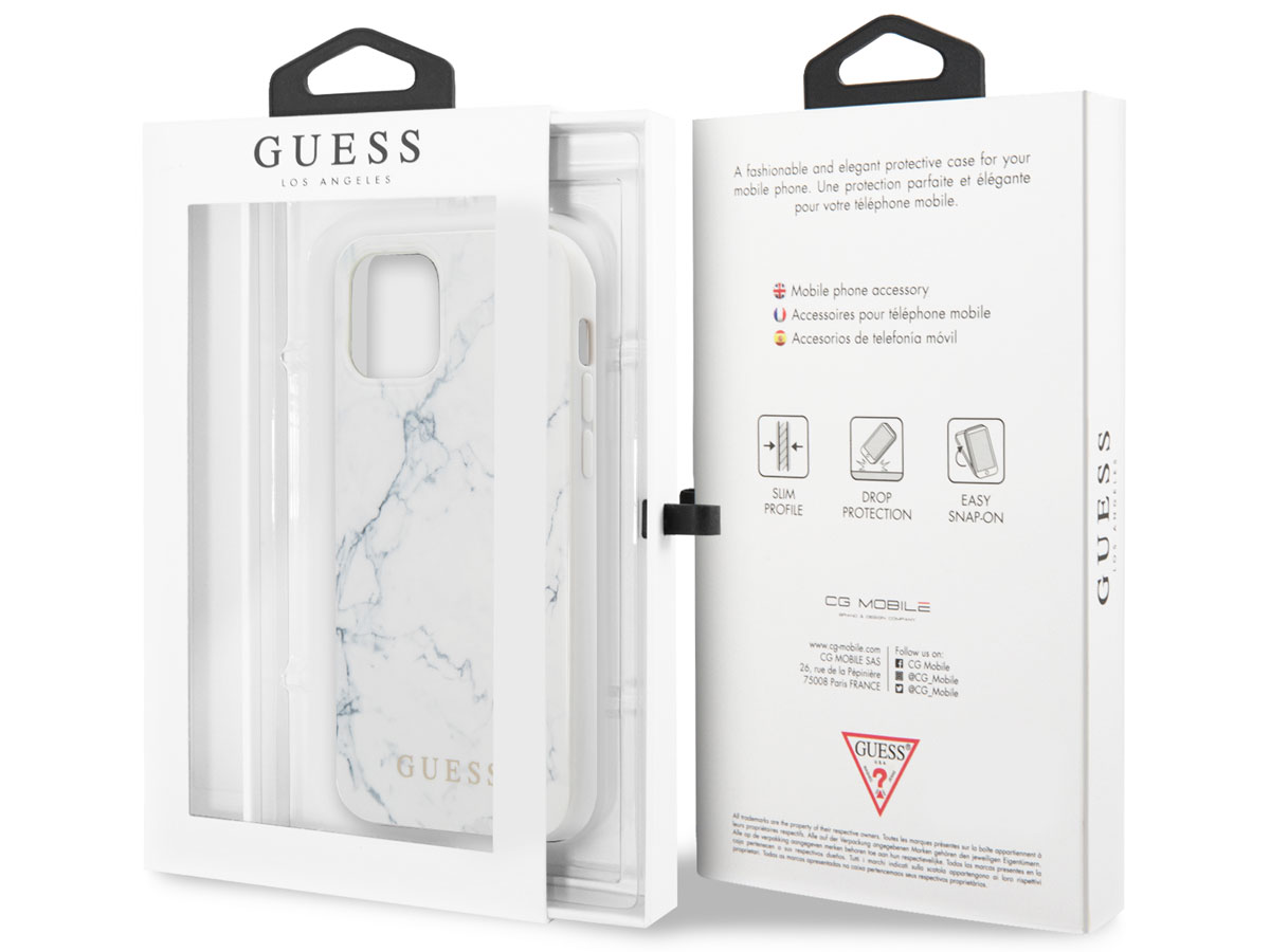 Guess Marble Case Wit - iPhone 12/12 Pro hoesje