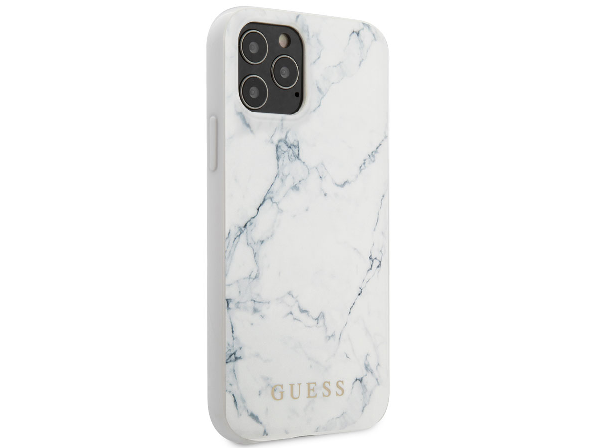 Guess Marble Case Wit - iPhone 12/12 Pro hoesje