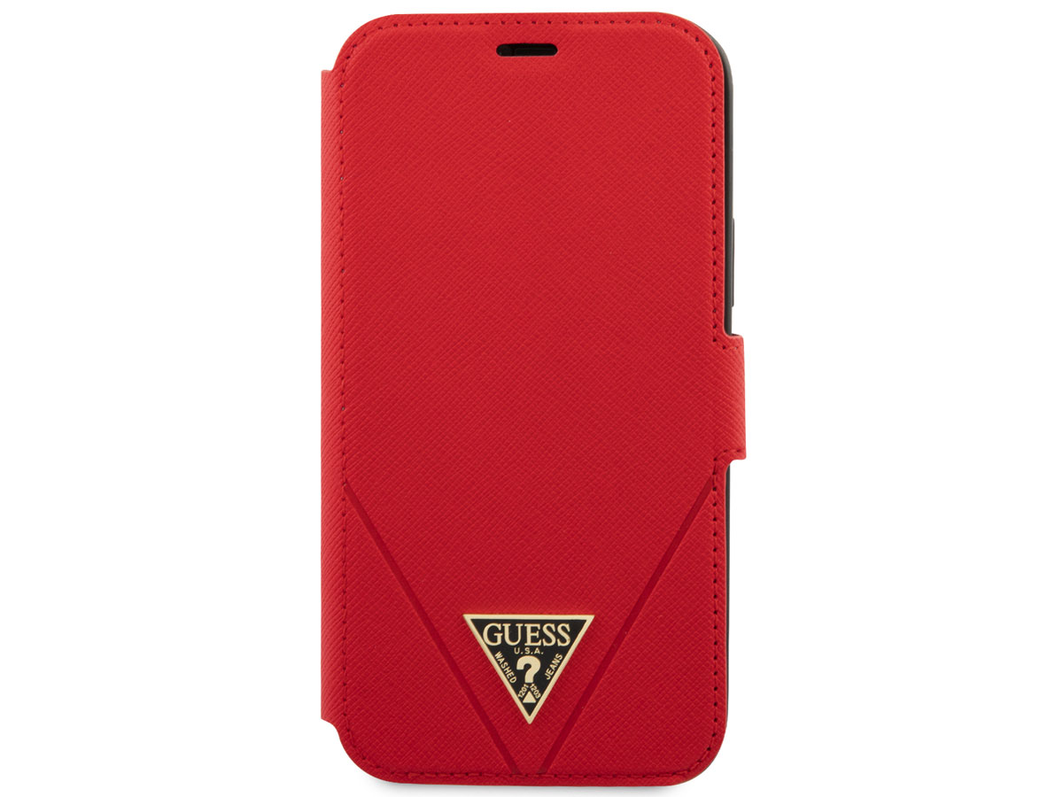 Guess Saffiano BookCase Rood - iPhone 12/12 Pro hoesje
