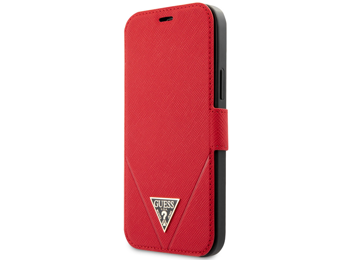 Guess Saffiano BookCase Rood - iPhone 12/12 Pro hoesje