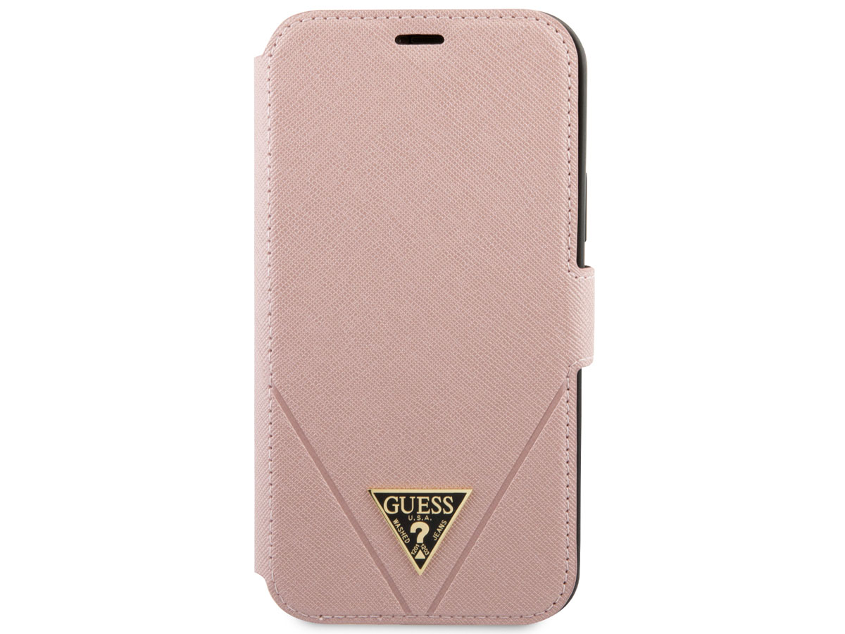 Guess Saffiano BookCase Roze - iPhone 12/12 Pro hoesje