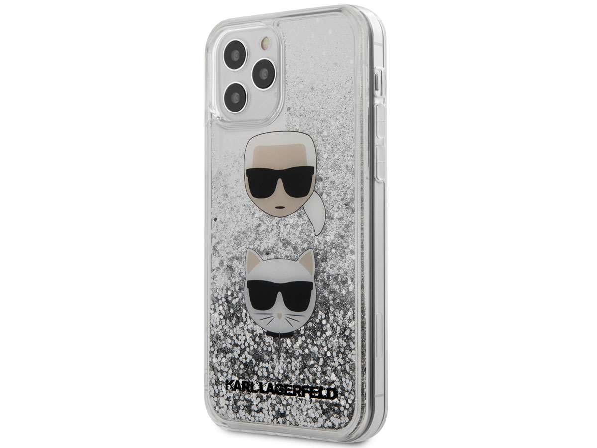 Karl Lagerfeld Choupette Glitter Case Zilver - iPhone 12/12 Pro hoesje