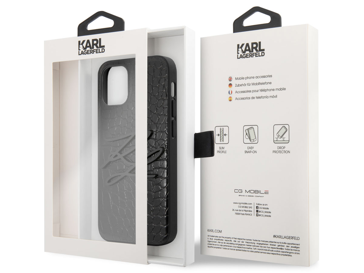 Karl Lagerfeld Initials Case Croco - iPhone 12/12 Pro hoesje