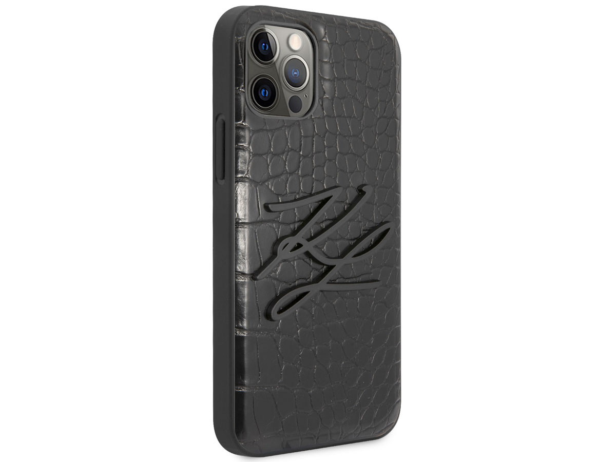 Karl Lagerfeld Initials Case Croco - iPhone 12/12 Pro hoesje